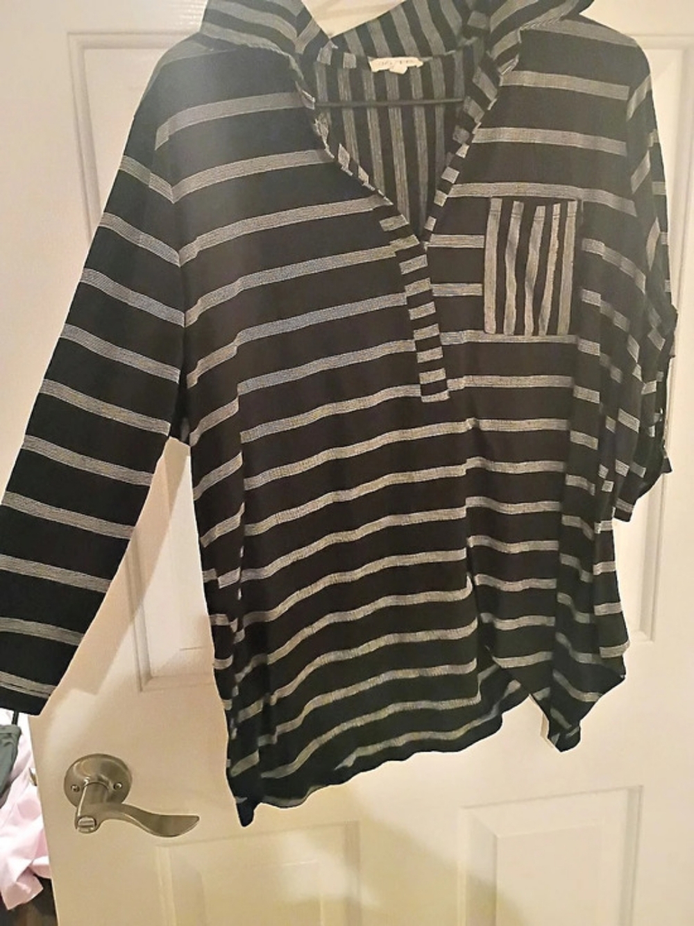 Ava 4James Striped Tunic in Black & Gray Size 2X Like New
